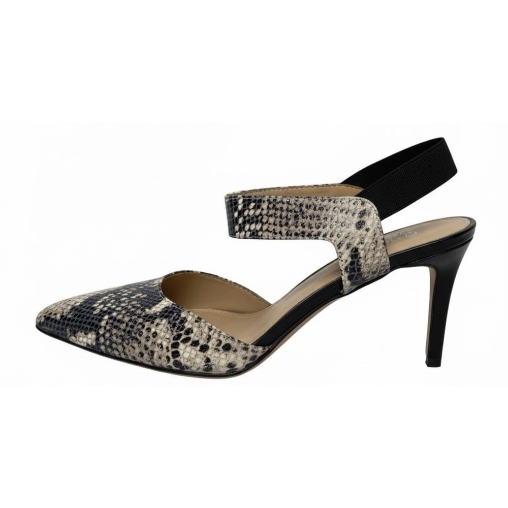 Franco Sarto Lima Snakeskin Print Slingback Heels Women's 10M Pointed Toe Pumps